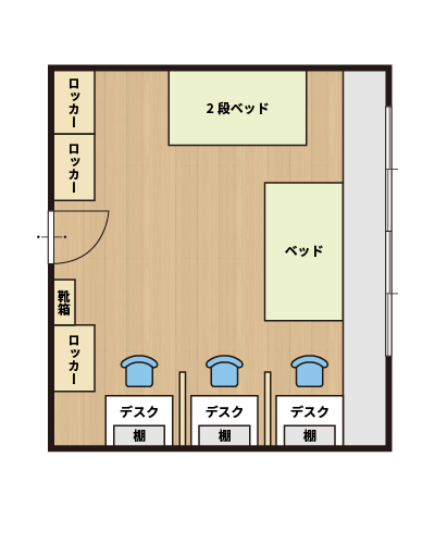 学寮・間取り（N棟3人部屋）